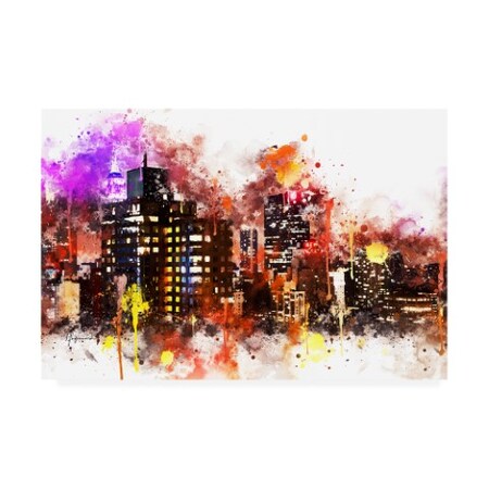 Philippe Hugonnard 'NYC Watercolor Collection - Black Night On Manhattan' Canvas Art,16x24